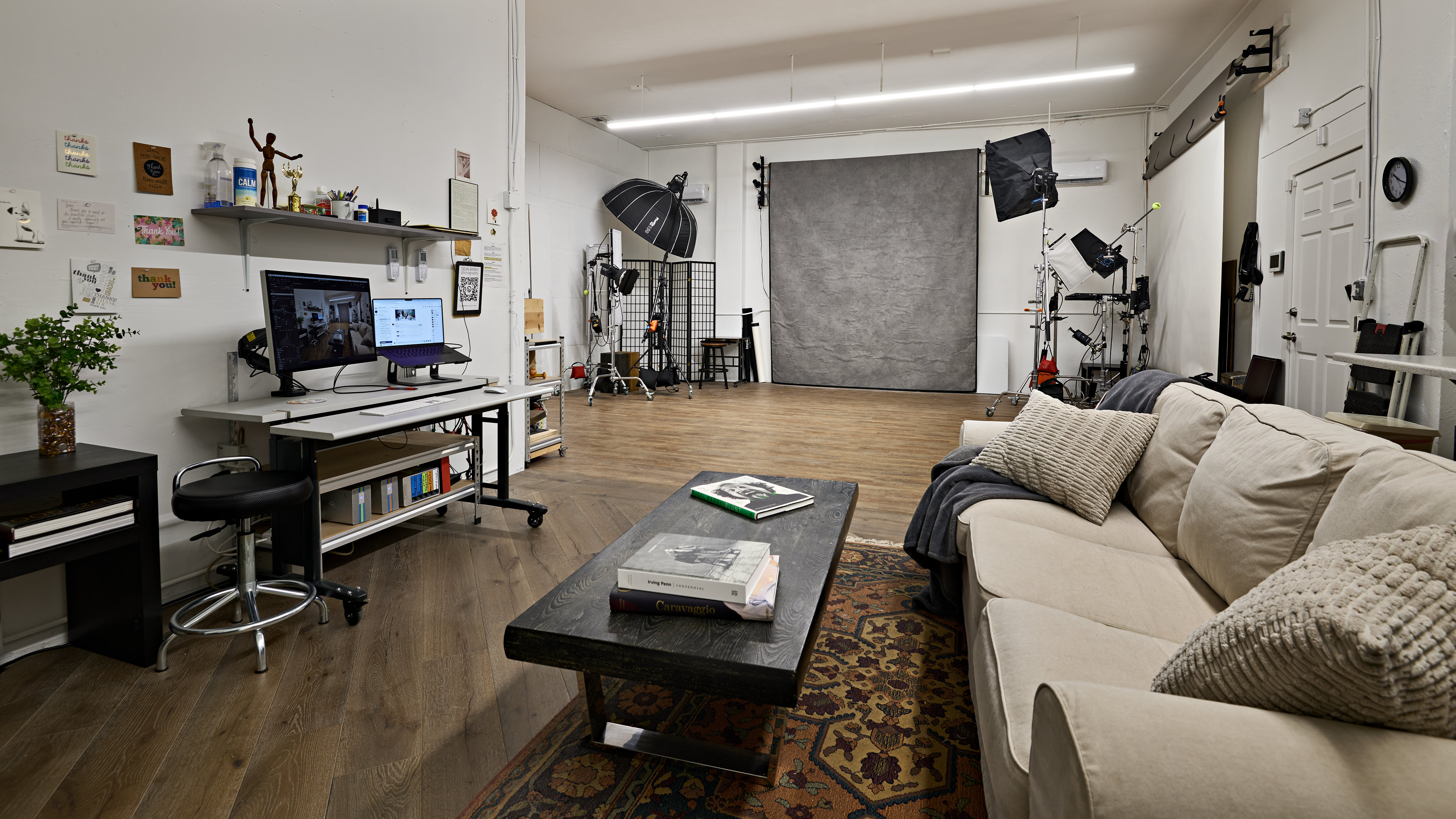 Interior of Dean Birinyi's Palo Alto commercial studio, optimized for executive updates, new hires, and seamless headshot delivery for corporate teams.