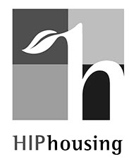 HIP Housing logo featuring stylized orange and red “h” with leaf design