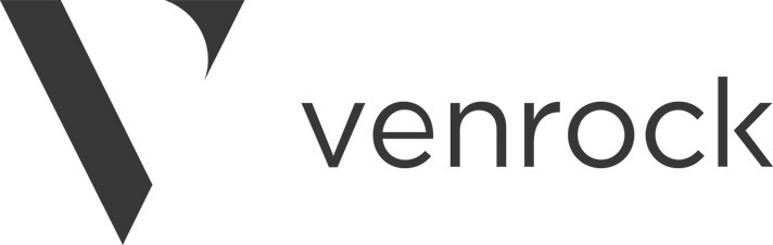 Venrock logo with bold blue “V” symbol and lowercase text